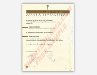 Technische Universiteit Delft - Fake Diploma Sample from Netherlands